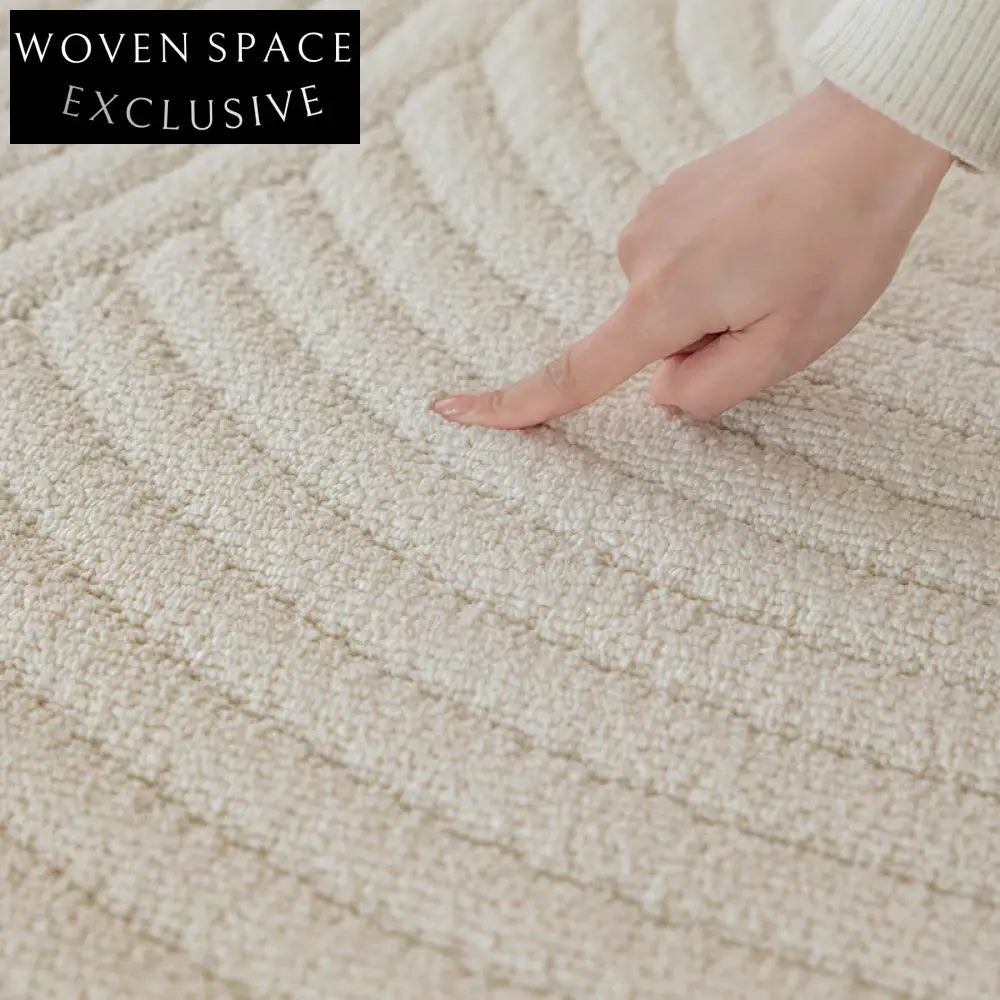 Premium Soft Irregular Cream-Colored Area Rug for Modern Living Room Decor