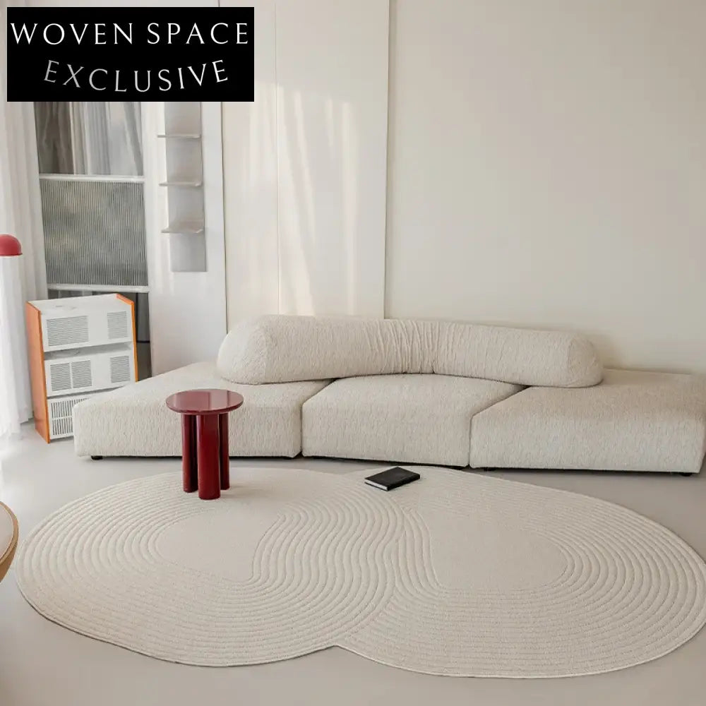 Premium Soft Irregular Cream-Colored Area Rug for Modern Living Room Decor