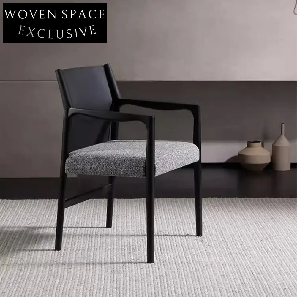 Premium Solid Ash Wood Dining Chair, Ergonomic Saddle Fabric Linen Seat