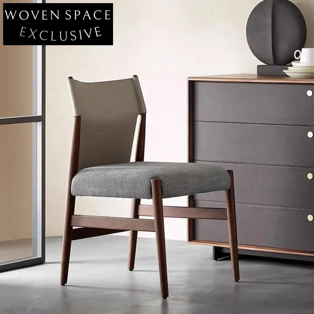 Premium Solid Ash Wood Dining Chair, Ergonomic Saddle Fabric Linen Seat