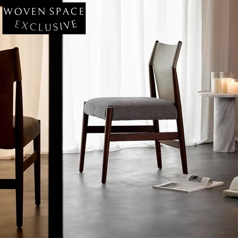 Premium Solid Ash Wood Dining Chair, Ergonomic Saddle Fabric Linen Seat