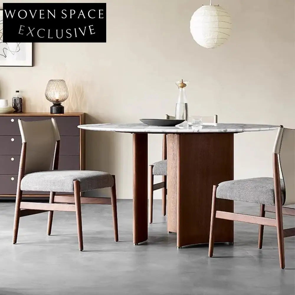 Premium Solid Ash Wood Dining Chair, Ergonomic Saddle Fabric Linen Seat