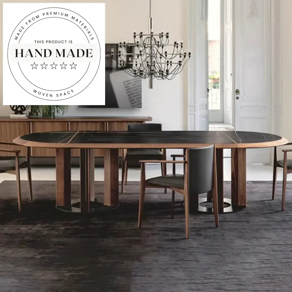 Premium Solid North American Black Walnut Oval Modern Dining Table