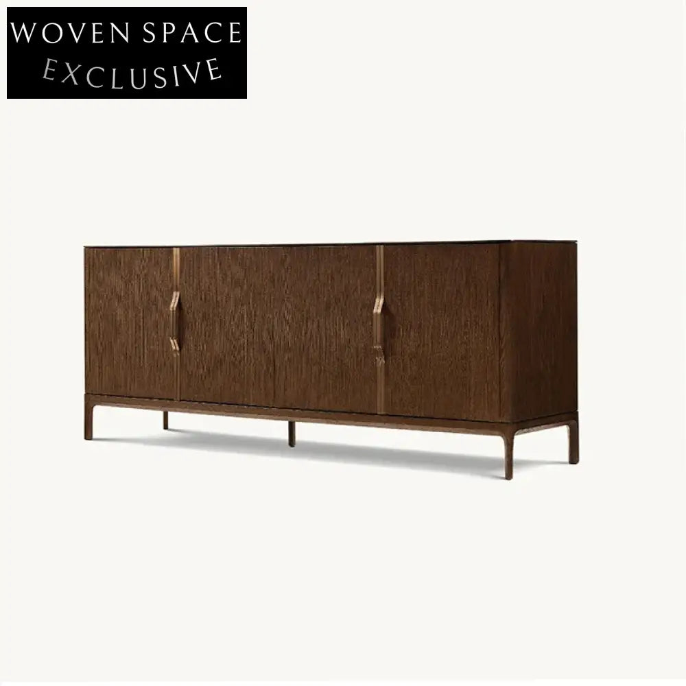 Premium Solid Oak Wood 4-Door Modern Extendable Console Sideboard Storage Cabinet