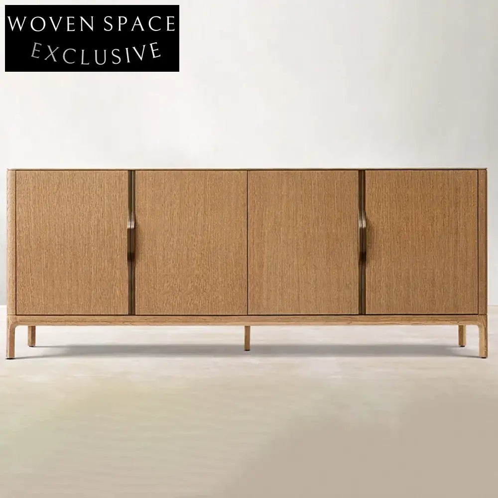 Premium Solid Oak Wood 4-Door Modern Extendable Console Sideboard Storage Cabinet