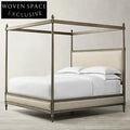 Premium Solid Oak Wood King Bed Frame with Modern Minimalist Headboard Design