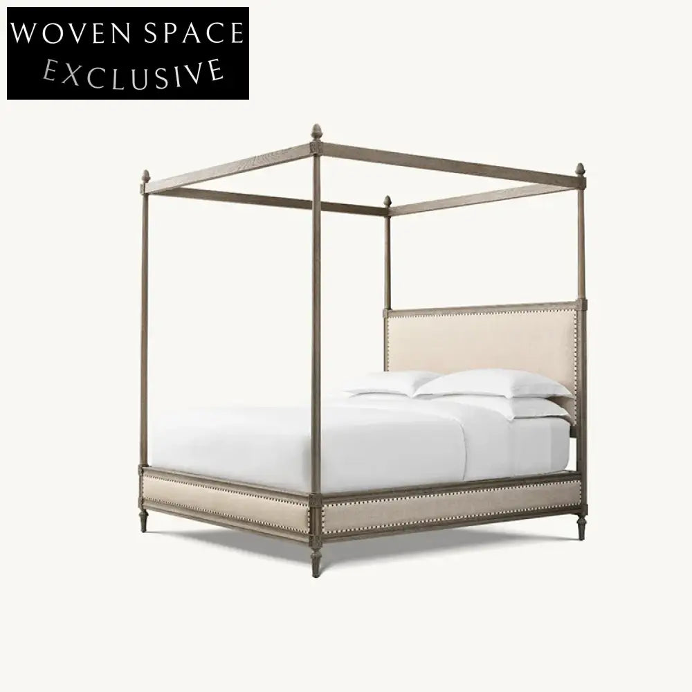 Premium Solid Oak Wood King Bed Frame with Modern Minimalist Headboard Design