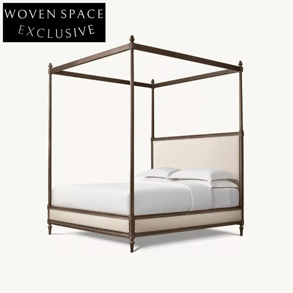 Premium Solid Oak Wood King Bed Frame with Modern Minimalist Headboard Design