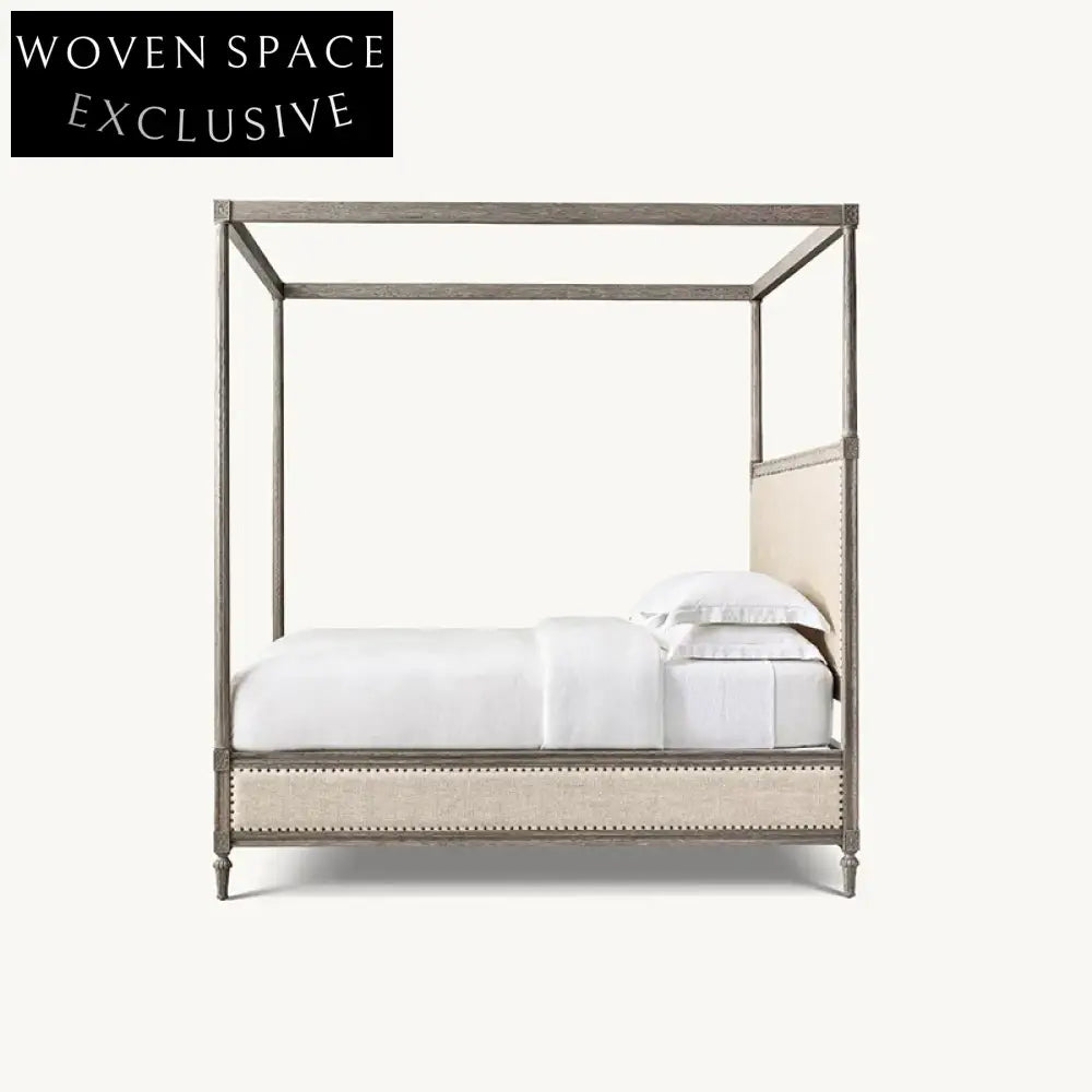 Premium Solid Oak Wood King Bed Frame with Modern Minimalist Headboard Design
