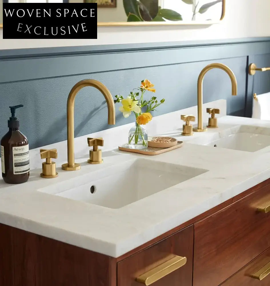 Premium Solid Wood Bathroom Vanity Cabinet, Natural Stone Top, Light Oak