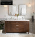 Premium Solid Wood Bathroom Vanity Cabinet, Natural Stone Top, Light Oak