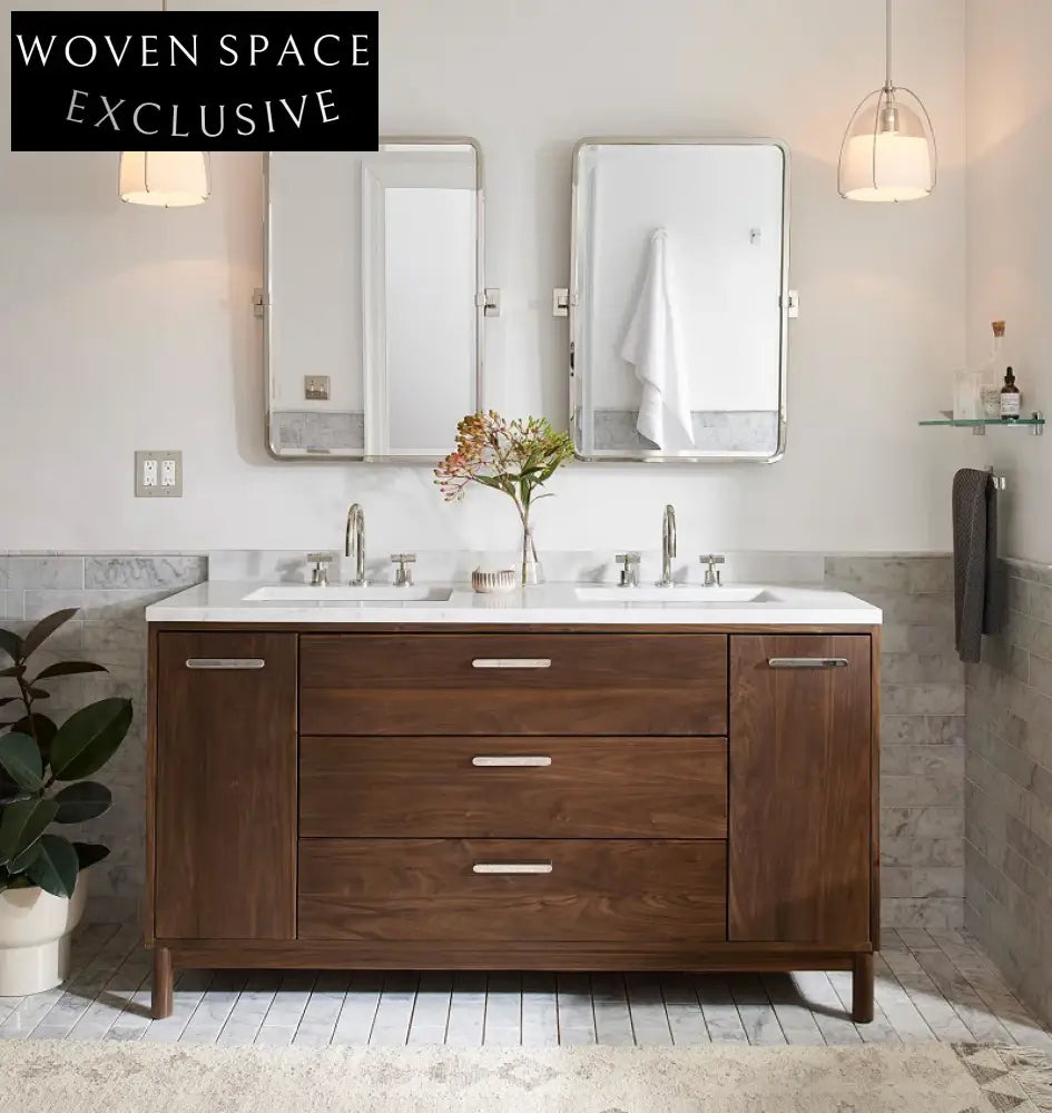 Premium Solid Wood Bathroom Vanity Cabinet, Natural Stone Top, Light Oak