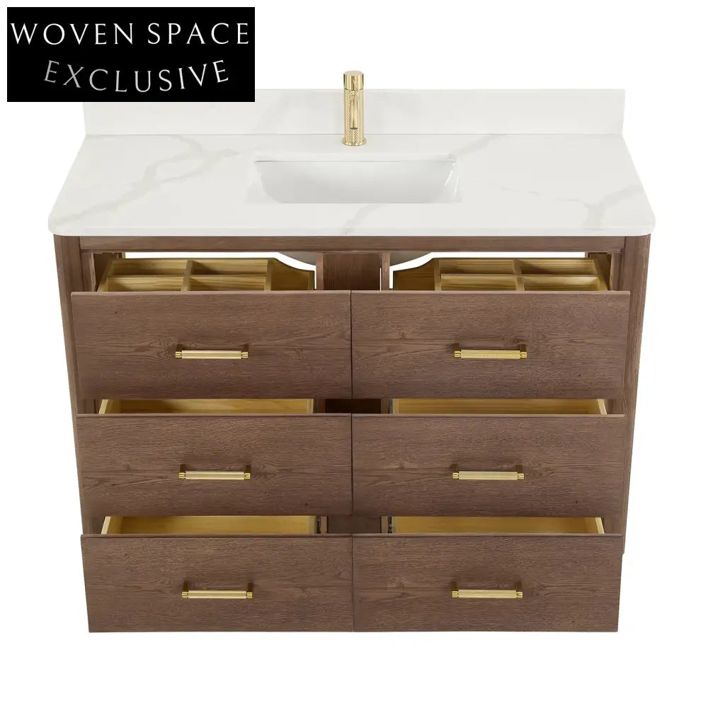 Premium Solid Wood Bathroom Vanity Cabinet with Soft-Close Drawers & Countertop