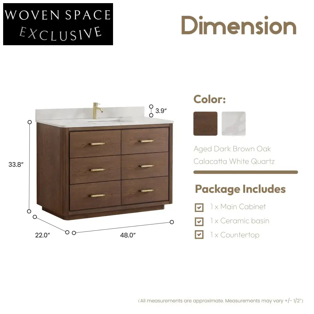 Premium Solid Wood Bathroom Vanity Cabinet with Soft-Close Drawers & Countertop