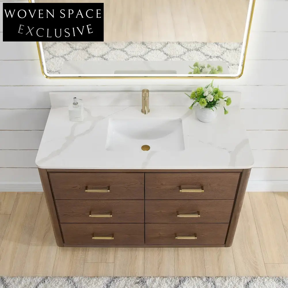Premium Solid Wood Bathroom Vanity Cabinet with Soft-Close Drawers & Countertop