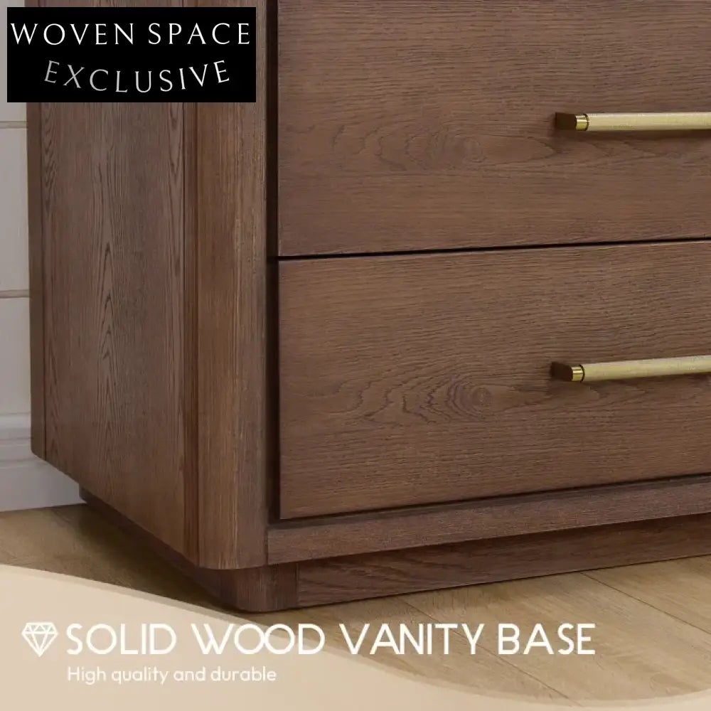 Premium Solid Wood Bathroom Vanity, Soft-Close Drawers, Integrated Sink, Modern Style