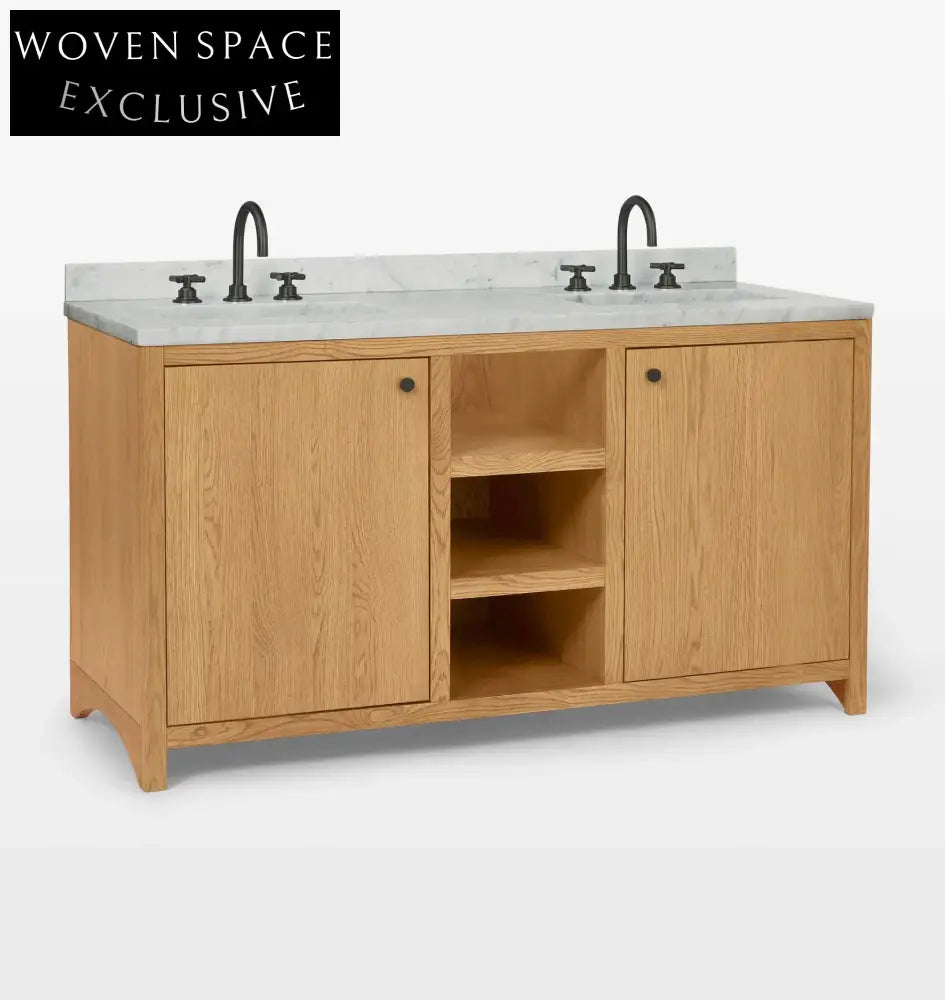 Premium Solid Wood Bathroom Vanity with Dovetail Drawers, Light Oak Finish