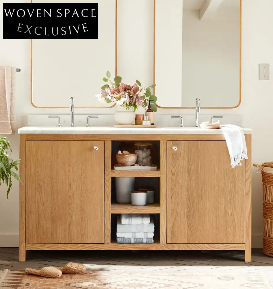Premium Solid Wood Bathroom Vanity with Dovetail Drawers, Light Oak Finish
