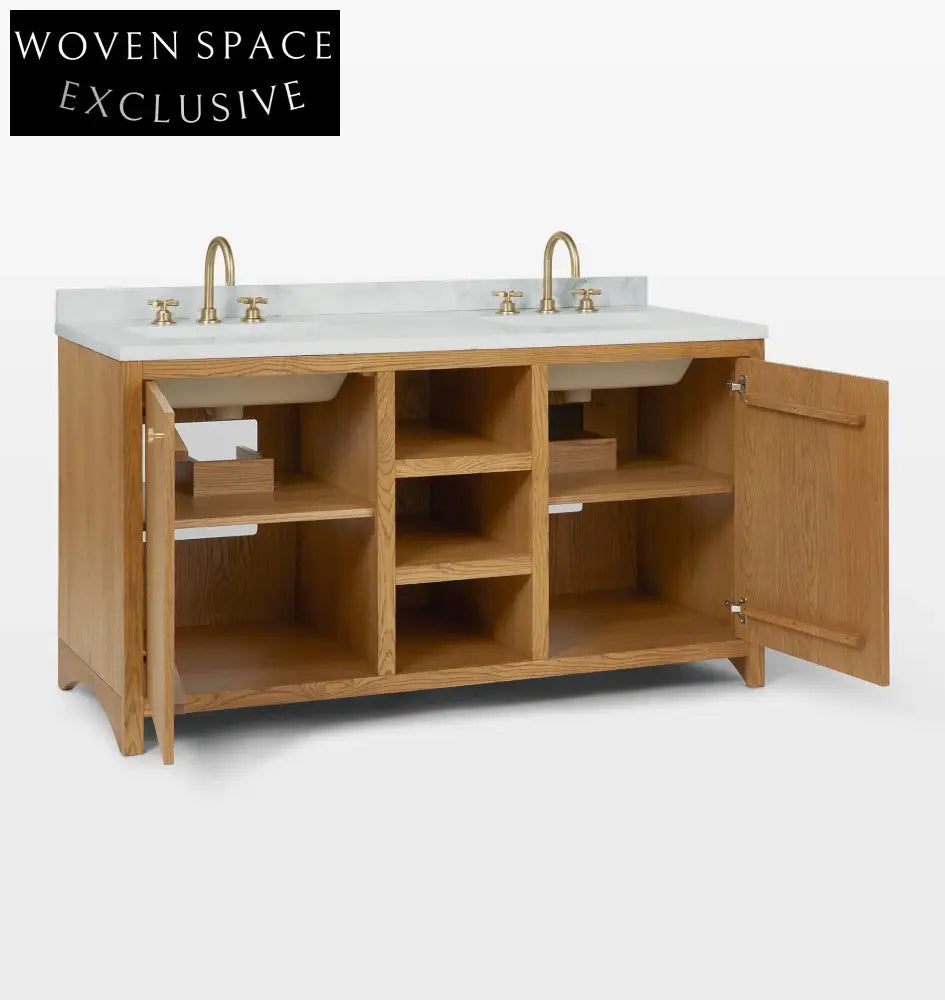 Premium Solid Wood Bathroom Vanity with Dovetail Drawers, Light Oak Finish