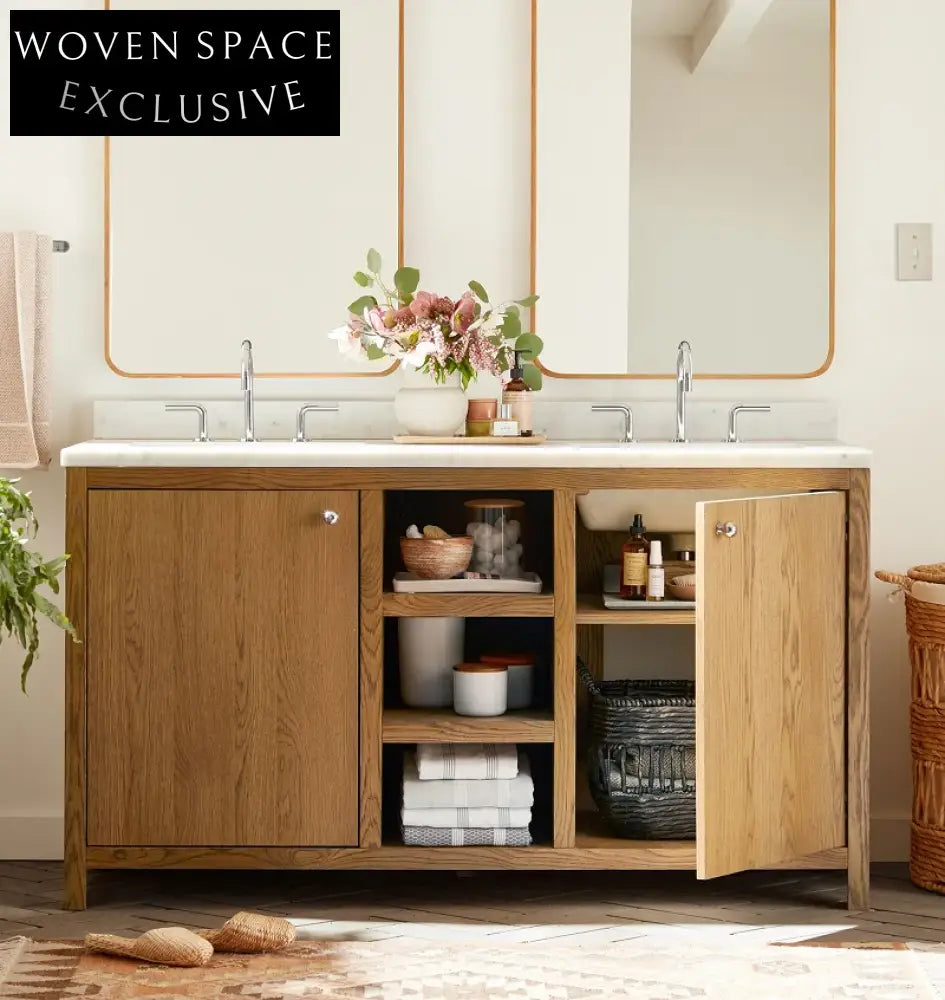 Premium Solid Wood Bathroom Vanity with Dovetail Drawers, Light Oak Finish