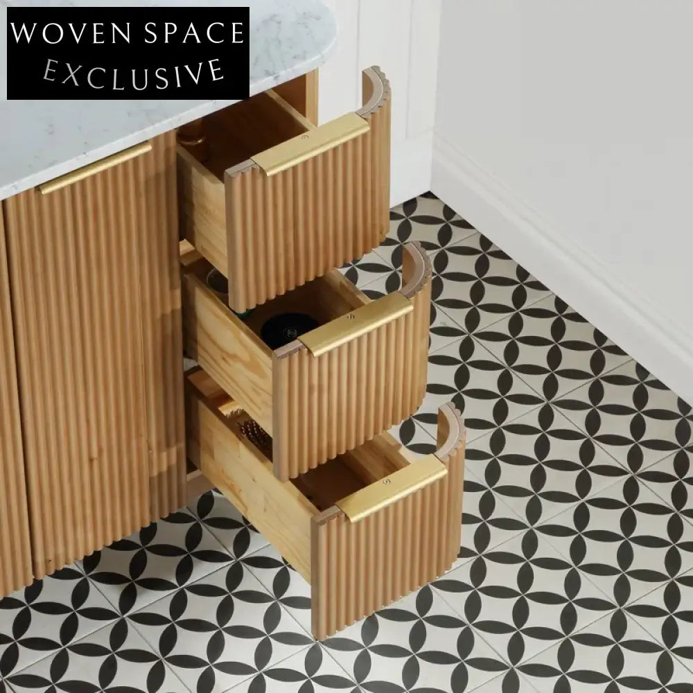 Premium Solid Wood Italian Design Bathroom Vanity with Marble Top