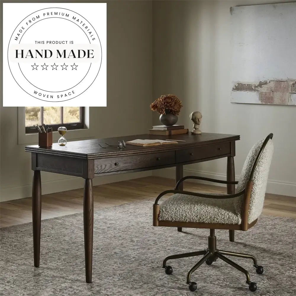 Premium Solid Wood Modern Executive Writing Brown Computer Office Desk