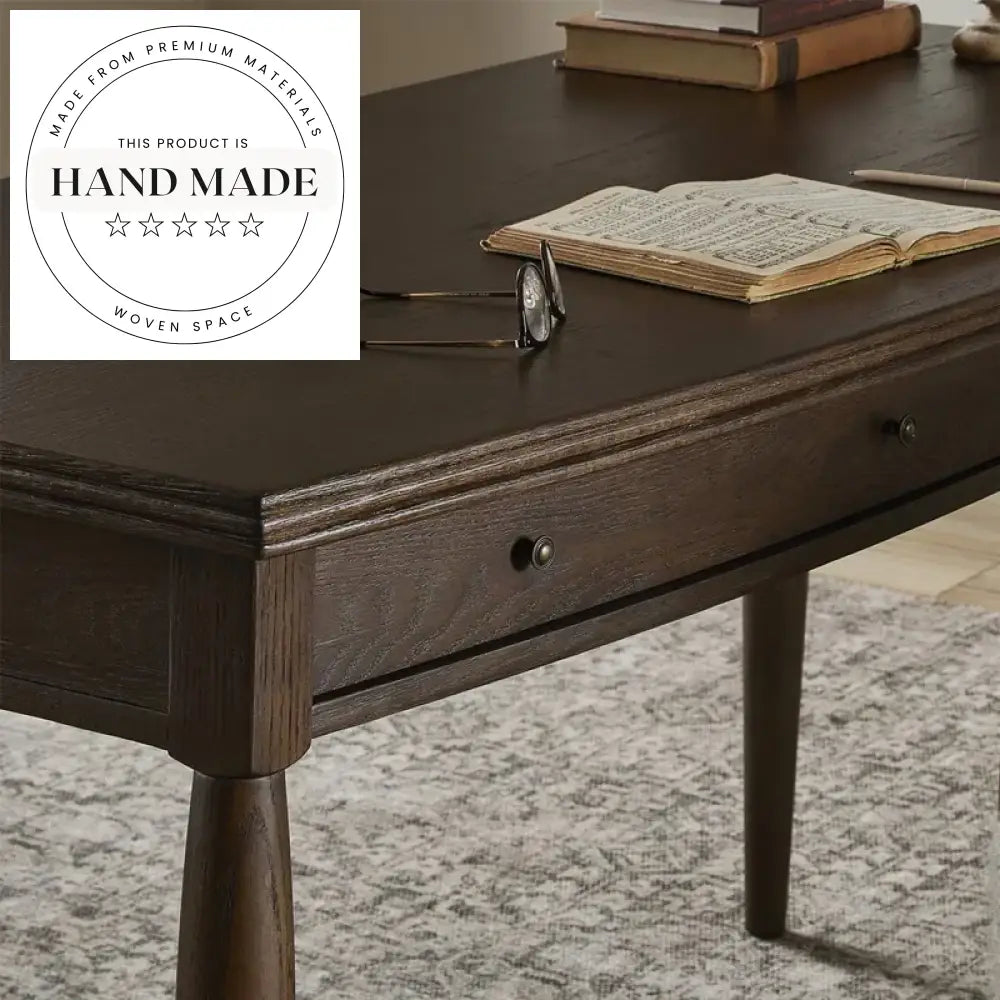 Premium Solid Wood Modern Executive Writing Brown Computer Office Desk