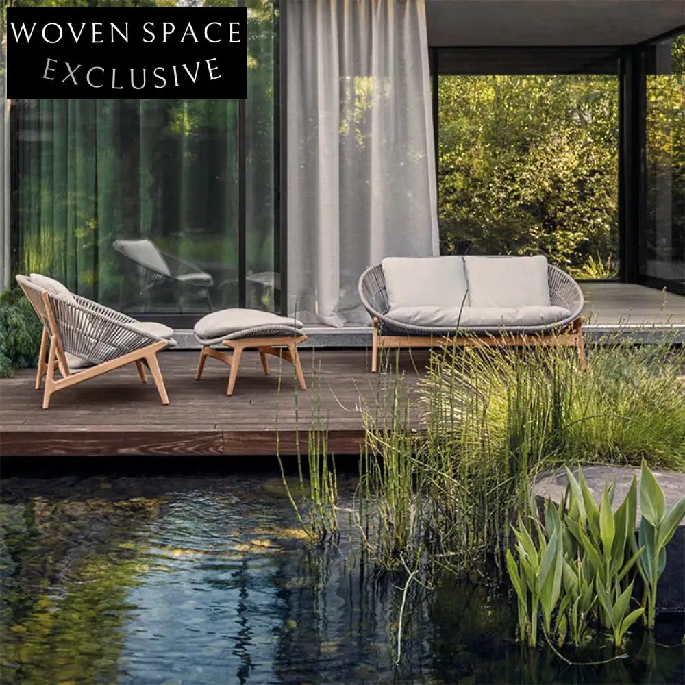 Premium Teak Wood Aluminum Outdoor Sectional Sofa Set Weather-Resistant Cushions