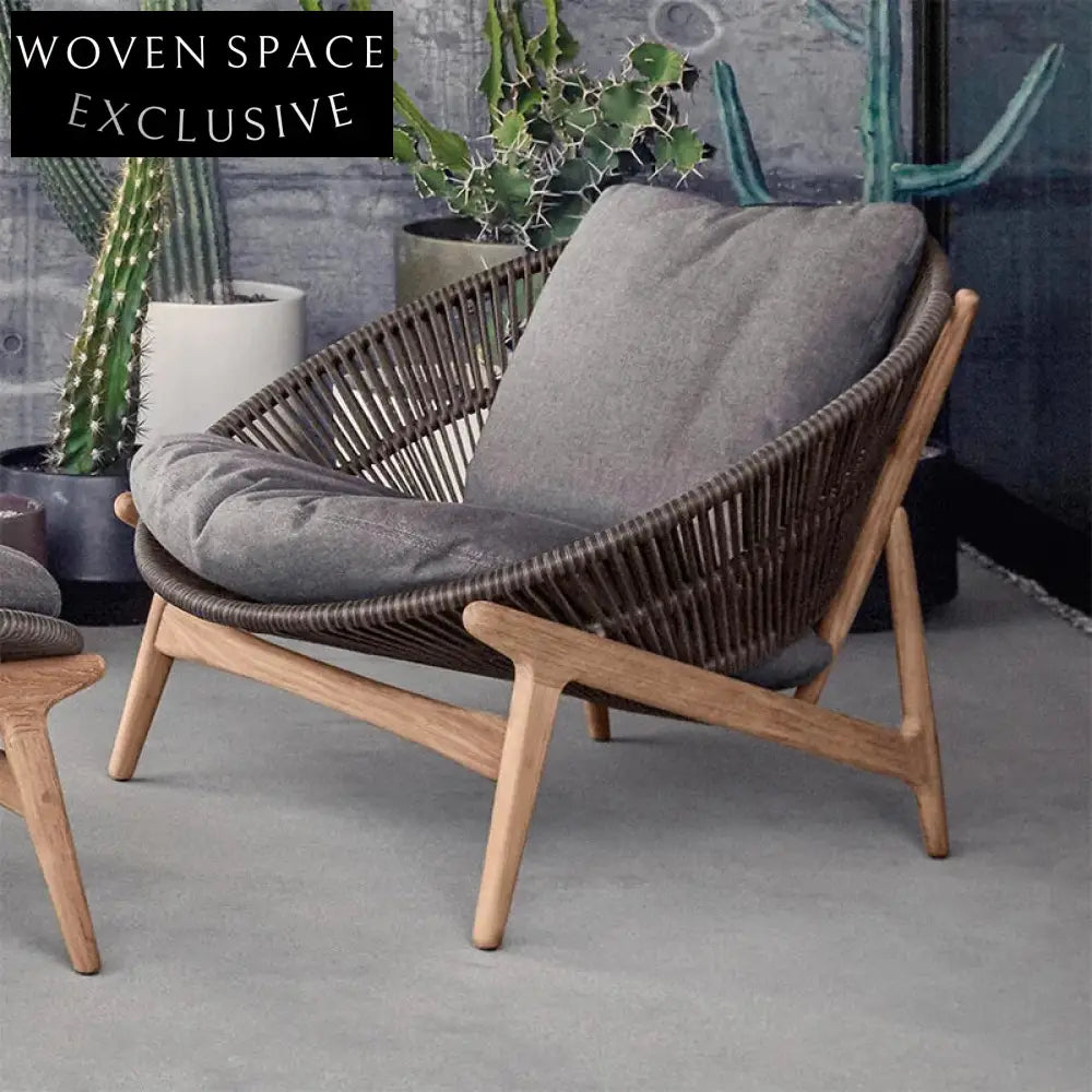 Premium Teak Wood Aluminum Outdoor Sectional Sofa Set Weather-Resistant Cushions