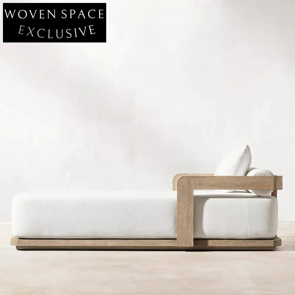 Premium Teak Wood Outdoor Chaise Lounger with Thick UV-Resistant Cushion