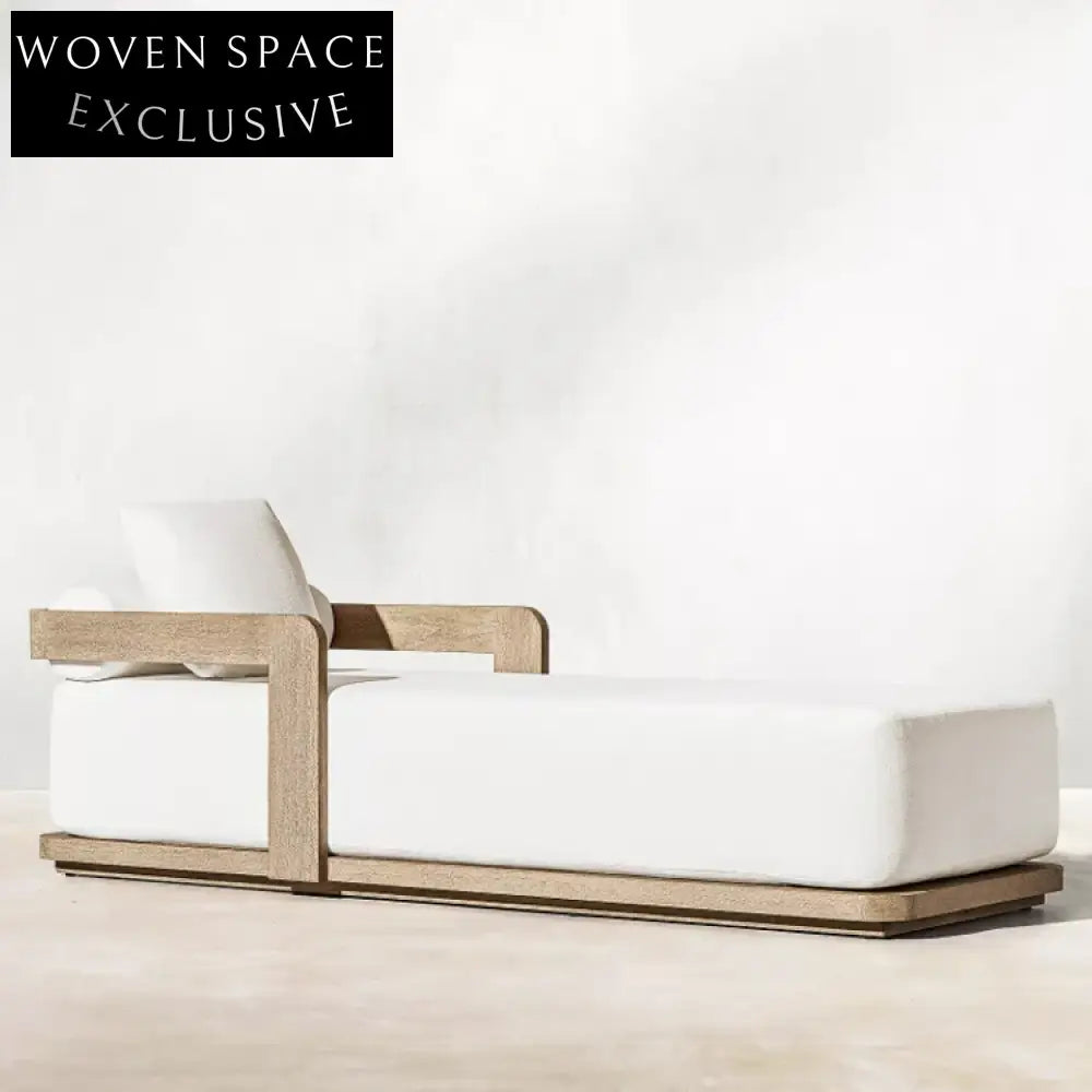 Premium Teak Wood Outdoor Chaise Lounger with Thick UV-Resistant Cushion
