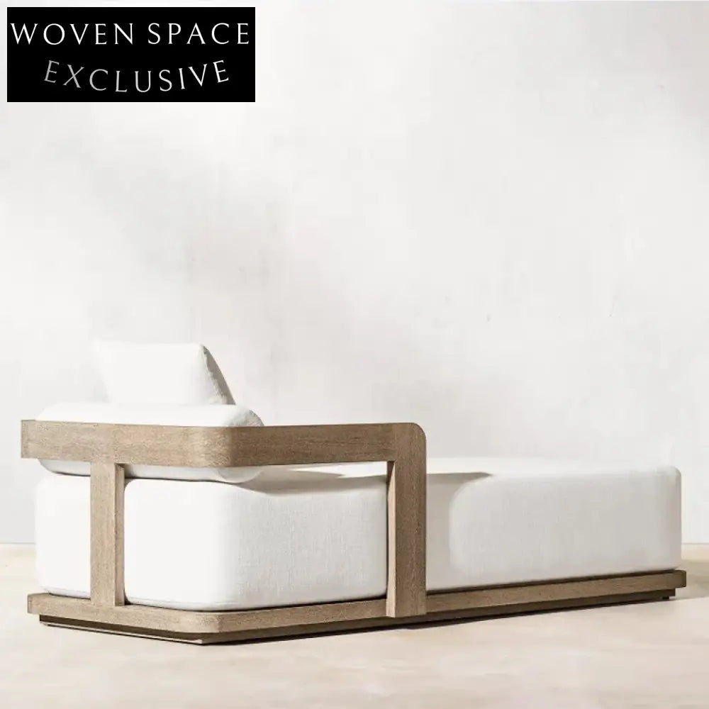 Premium Teak Wood Outdoor Chaise Lounger with Thick UV-Resistant Cushion