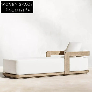 Premium Teak Wood Outdoor Chaise Lounger with Thick UV-Resistant Cushion