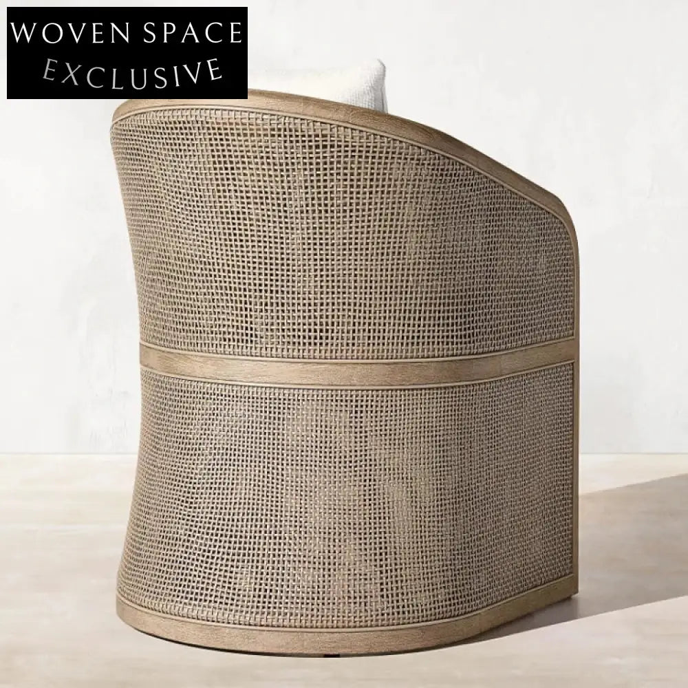 Premium Teak Wood Outdoor Dining Chair with Cushioned Rattan Wicker