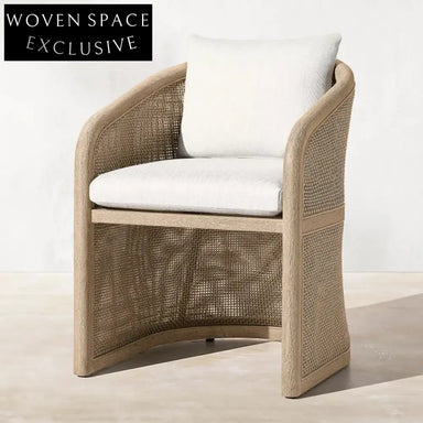 Premium Teak Wood Outdoor Dining Chair with Cushioned Rattan Wicker