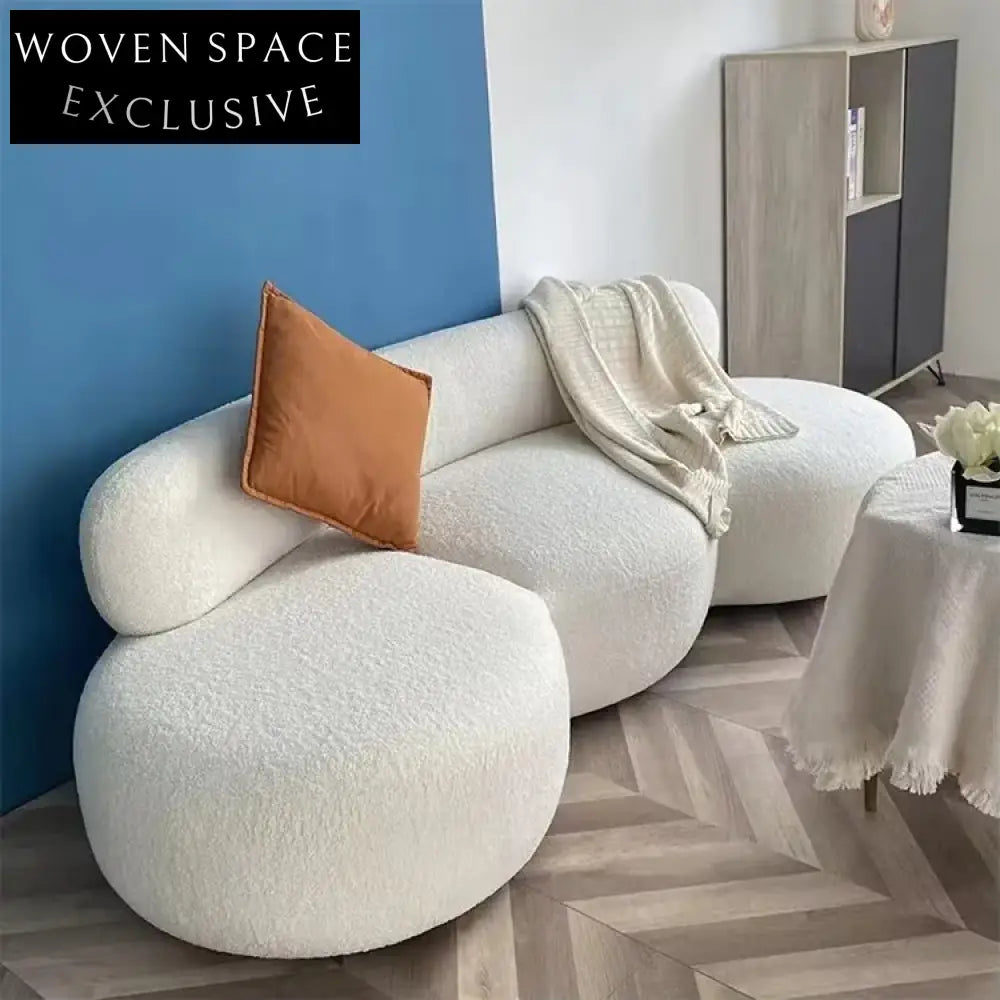 Premium Teddy Fabric Modular Sofa: Comfortable Three-Seat Sectional Lounge Couch