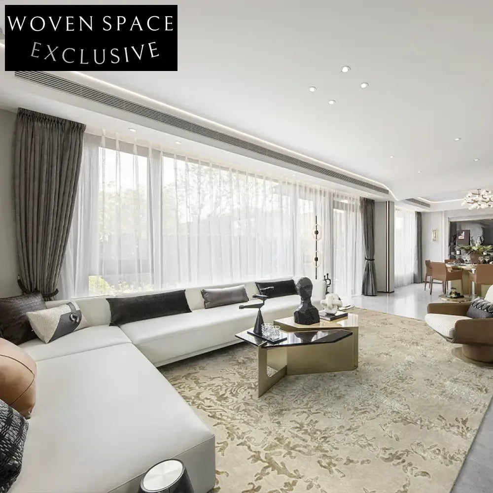 Premium Thick Hand-Woven Tencel Solid Color Modern Home Area Rug