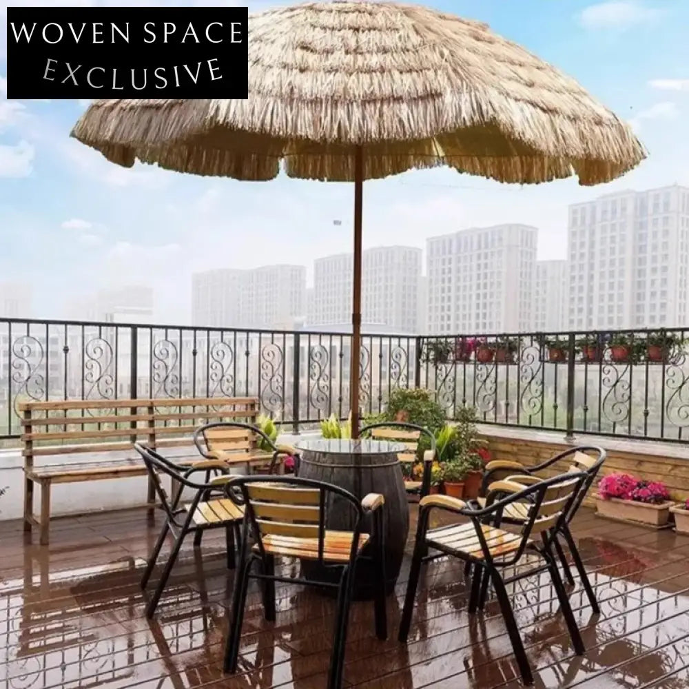 Premium Tropical Simulation Straw Beach Patio Outdoor Shade Umbrella