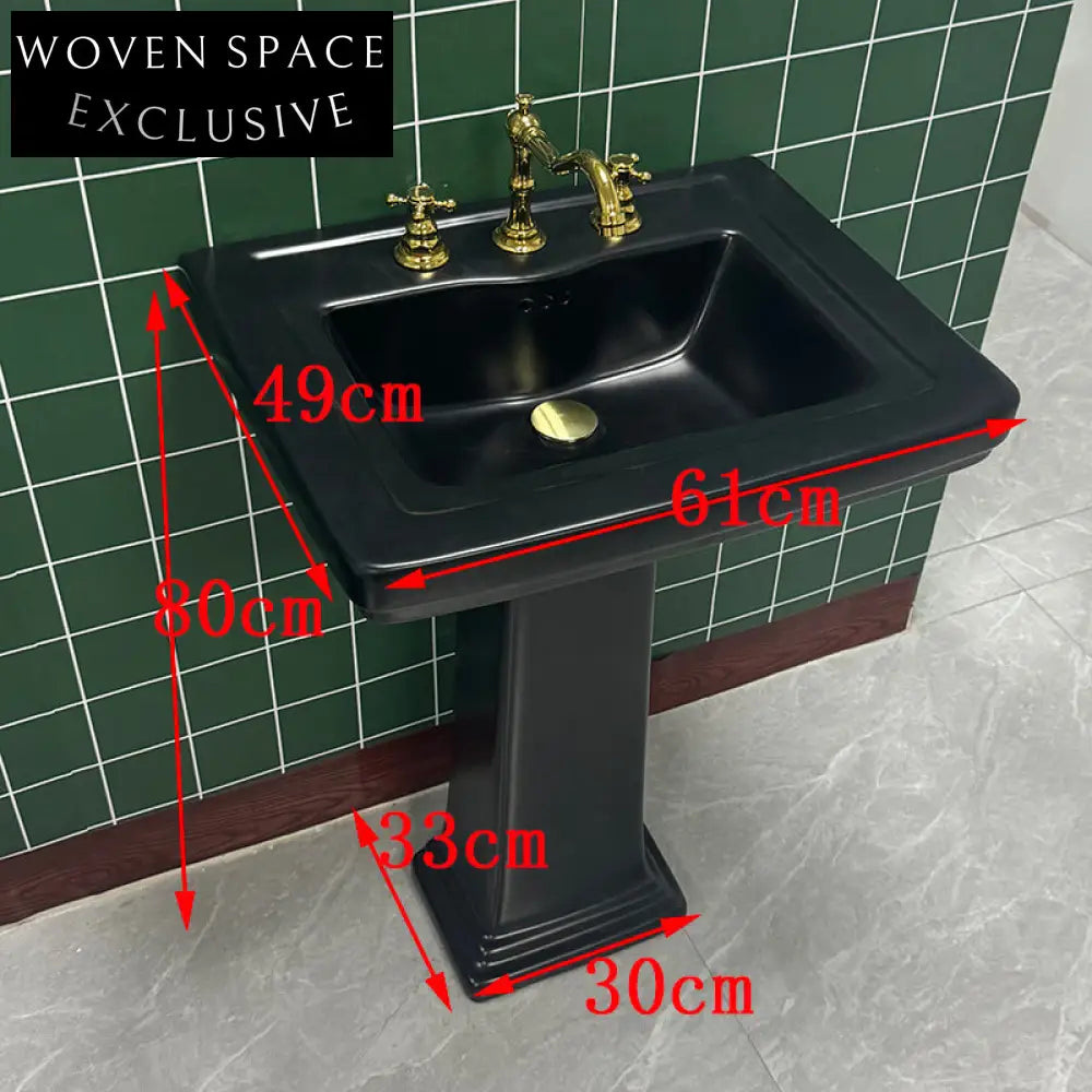 Qutien KAKY Retro Pedestal Wash Basin 24-inch single-column basin + pure copper drain