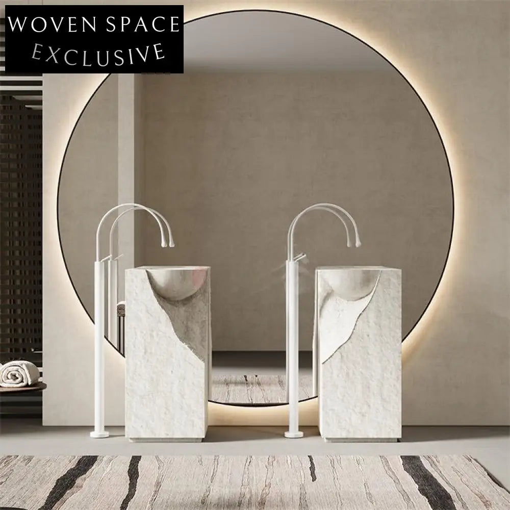 Rachel Yellow Travertine Pedestal Basin