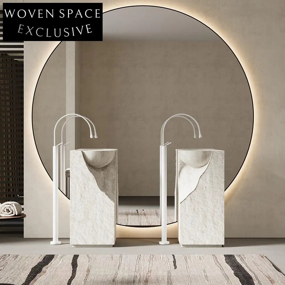 Rachel Yellow Travertine Pedestal Basin