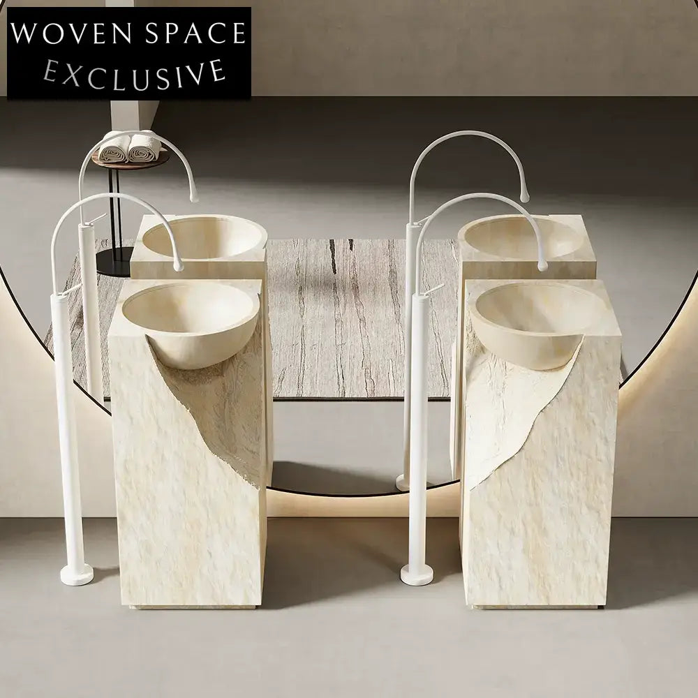 Rachel Yellow Travertine Pedestal Basin