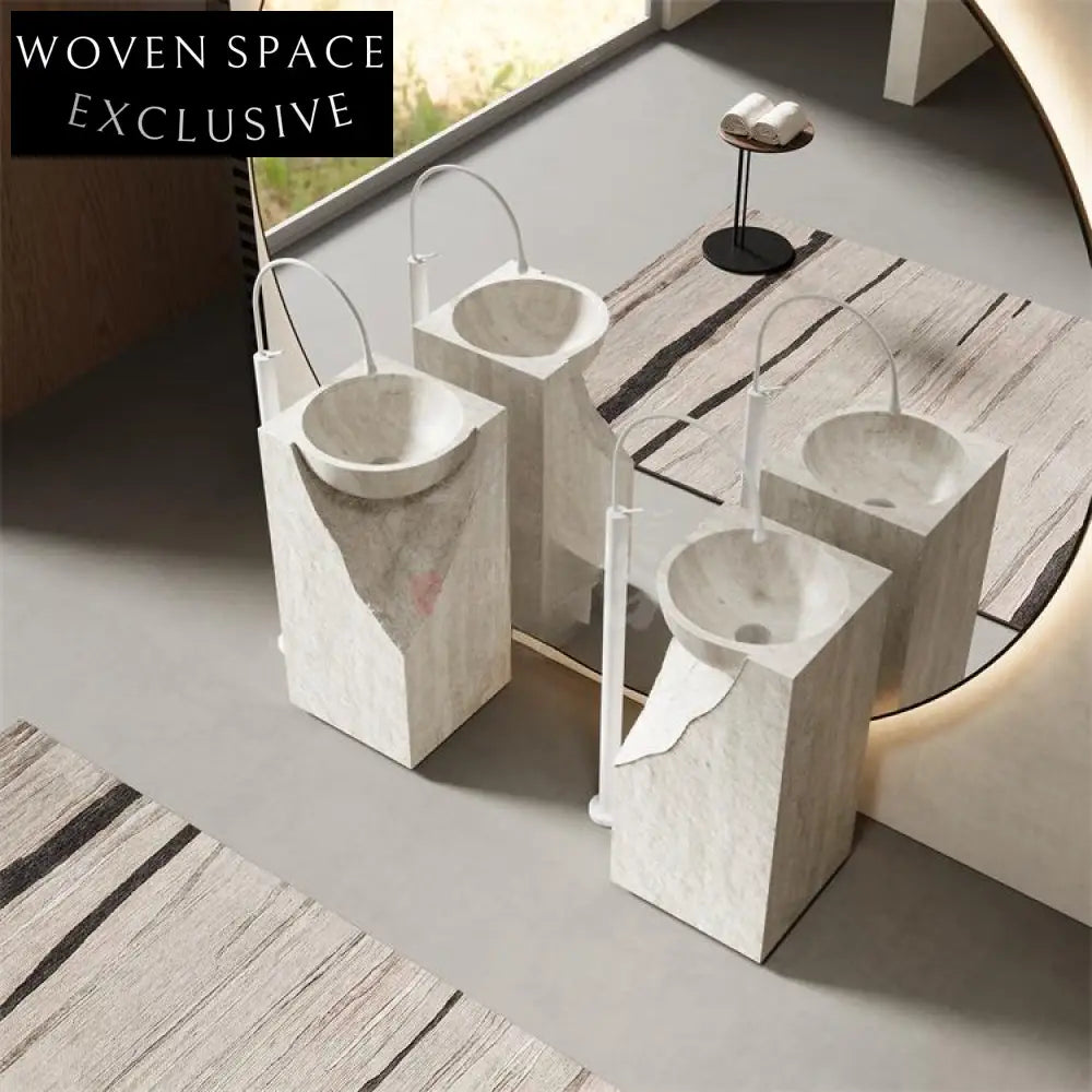 Rachel Yellow Travertine Pedestal Basin