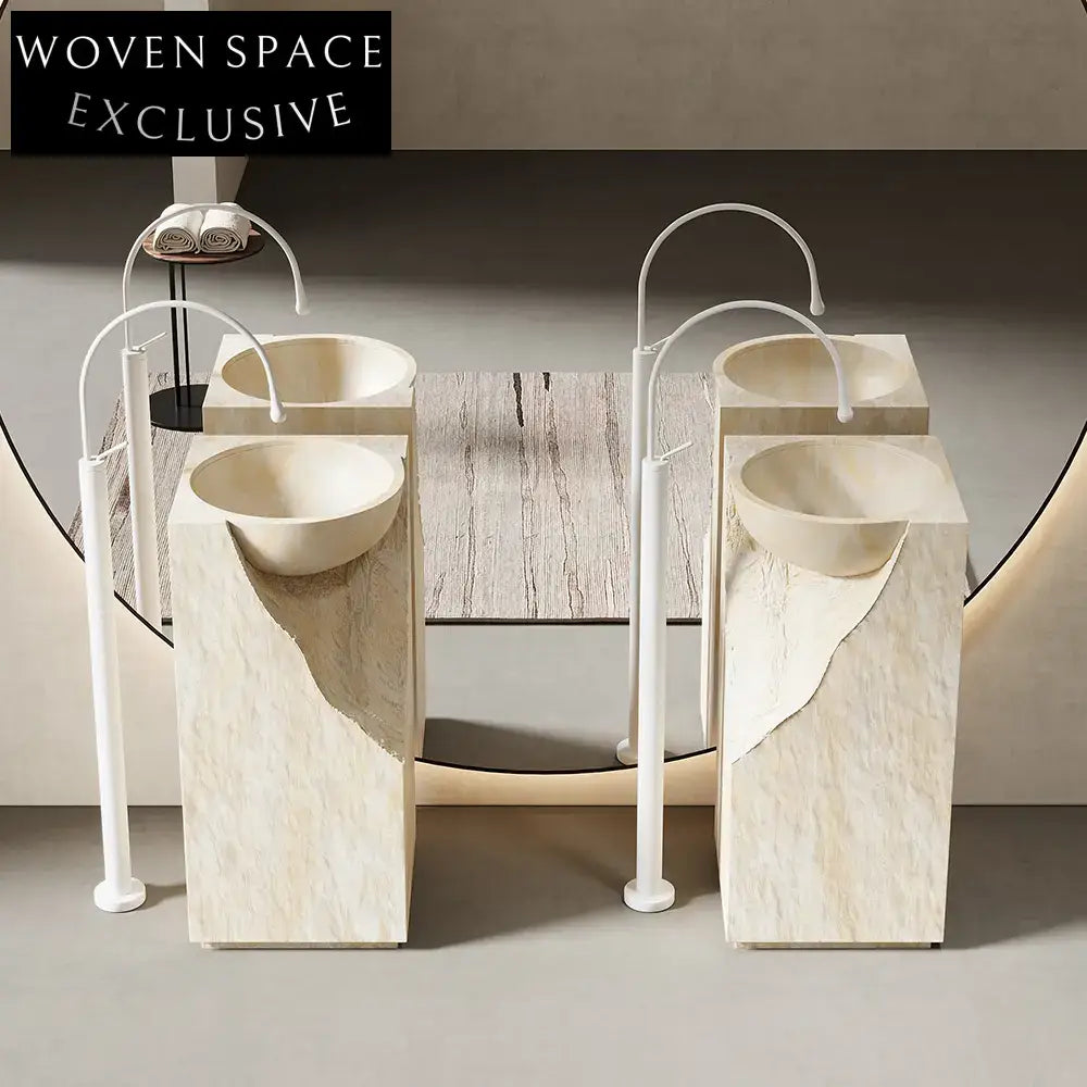 Rachel Yellow Travertine Pedestal Basin