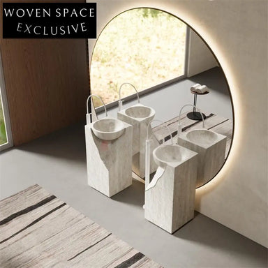 Rachel Yellow Travertine Pedestal Basin