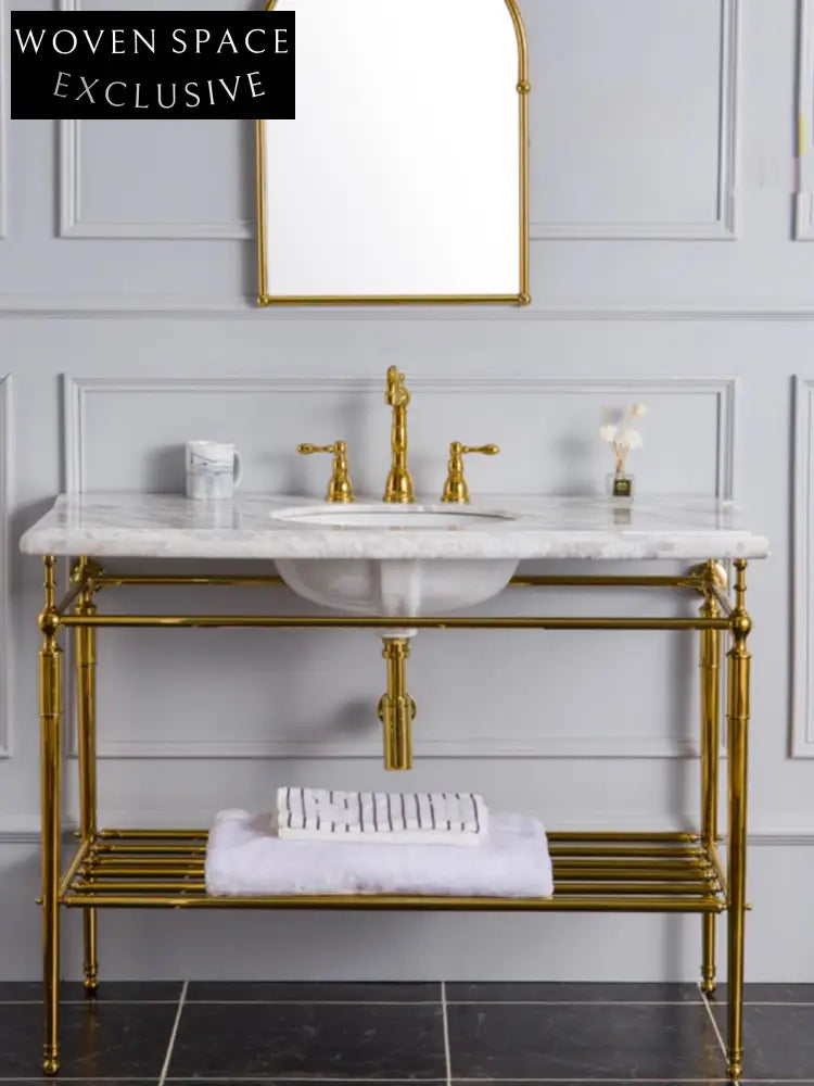 Ramonde Luxury Retro Marble Basin Copper Bracket