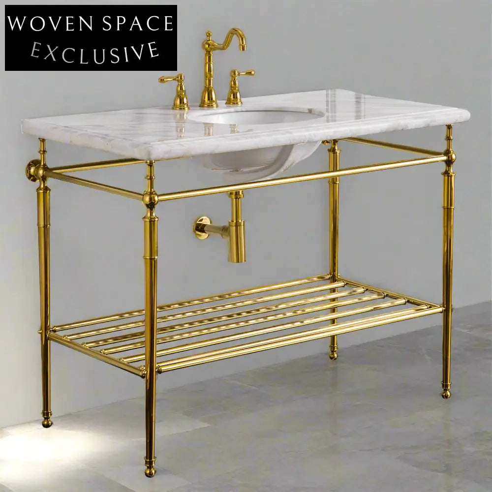 Ramonde Luxury Retro Marble Basin Copper Bracket Gold (four-leg custom product)
