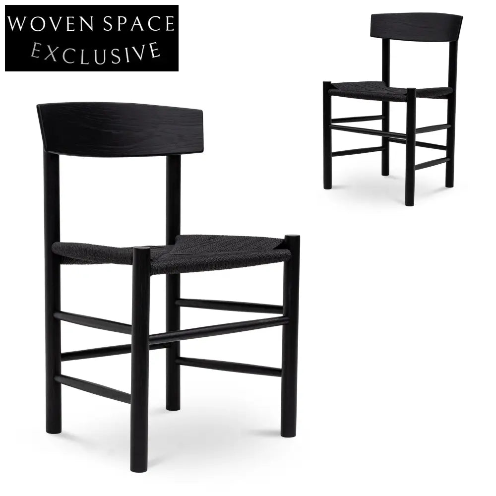 Rattan Dining Chair - Full Black (Set of 2)