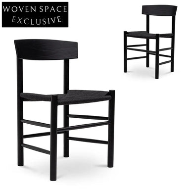 Rattan Dining Chair - Full Black (Set of 2)