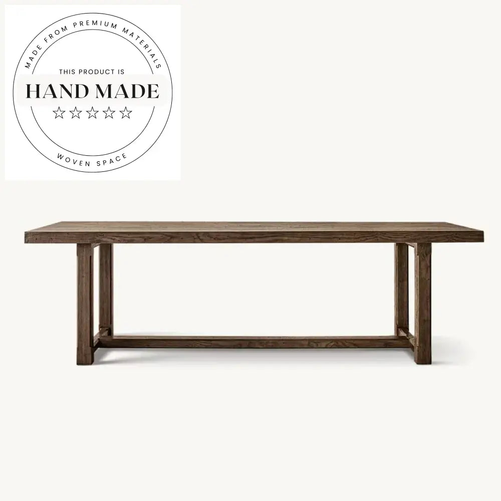 Reclaimed Oak Solid Wood Midcentury Extendable Rectangular Dining Table